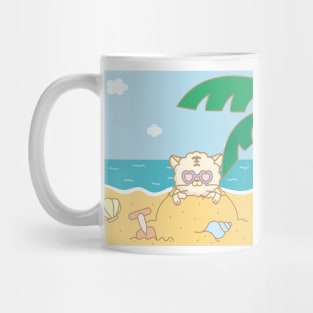 Summer where cute cats spend on the beach Mug